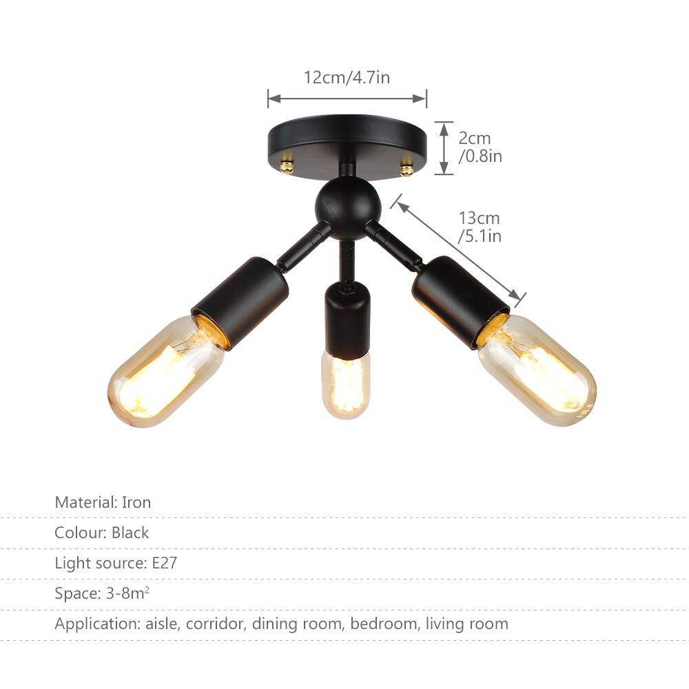 Plafonnier moderne à LED en métal noir avec trois lampes style Industriel - vue 4 sur 3
