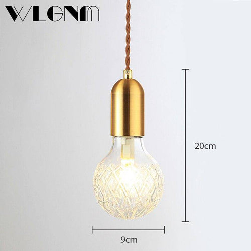 Suspension design à LED en métal doré et ampoule rétro Cristal