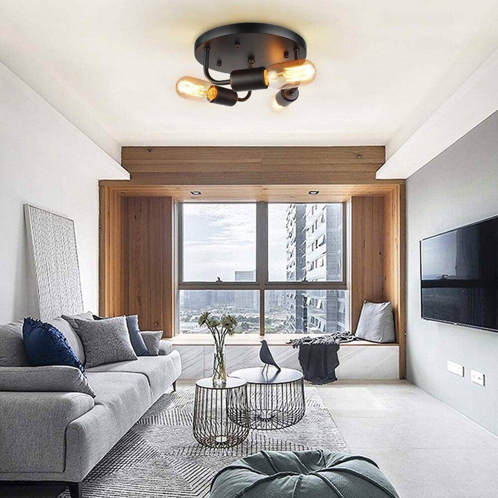 Plafonnier moderne à LED en métal avec plusieurs ampoules Edison - vue 4 sur 4