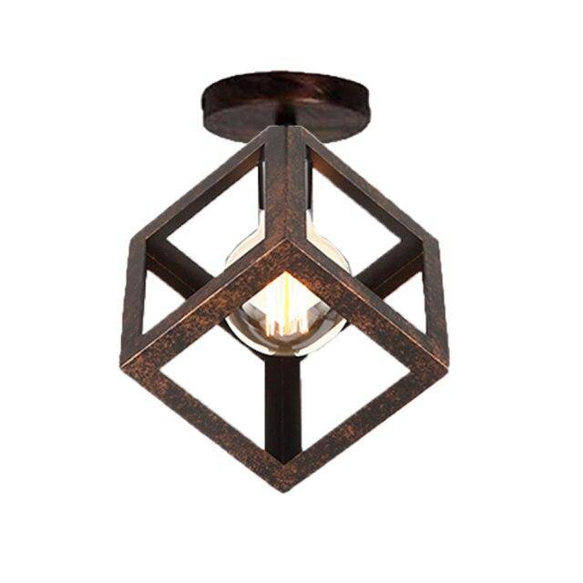 Plafonnier design à LED avec cage en métal coloré Loft - vue 7 sur 11