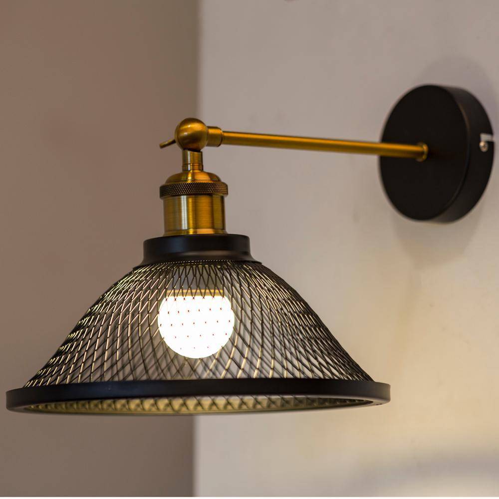 Applique murale design à LED avec abat-jour cage en métal noir Rétro - vue 4 sur 5