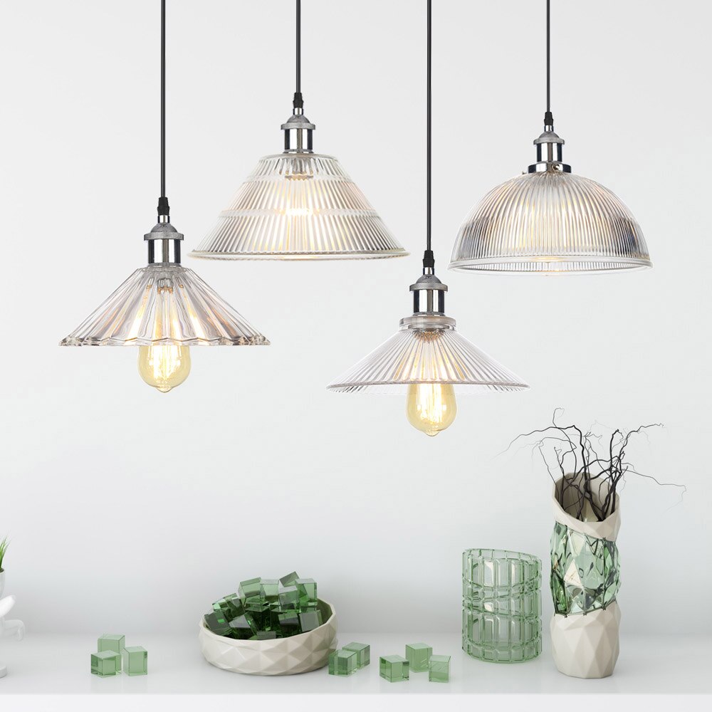 Suspension vintage LED avec abat-jour en verre Bertha - vue 4 sur 25