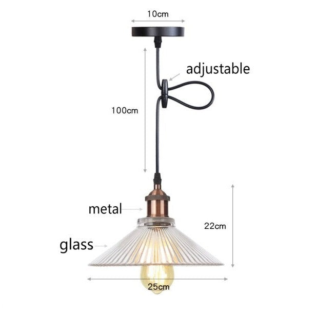 Suspension vintage LED avec abat-jour en verre Bertha - vue 13 sur 25