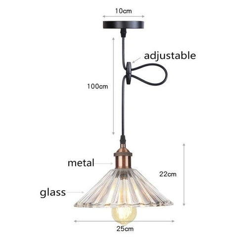 Suspension vintage LED avec abat-jour en verre Bertha