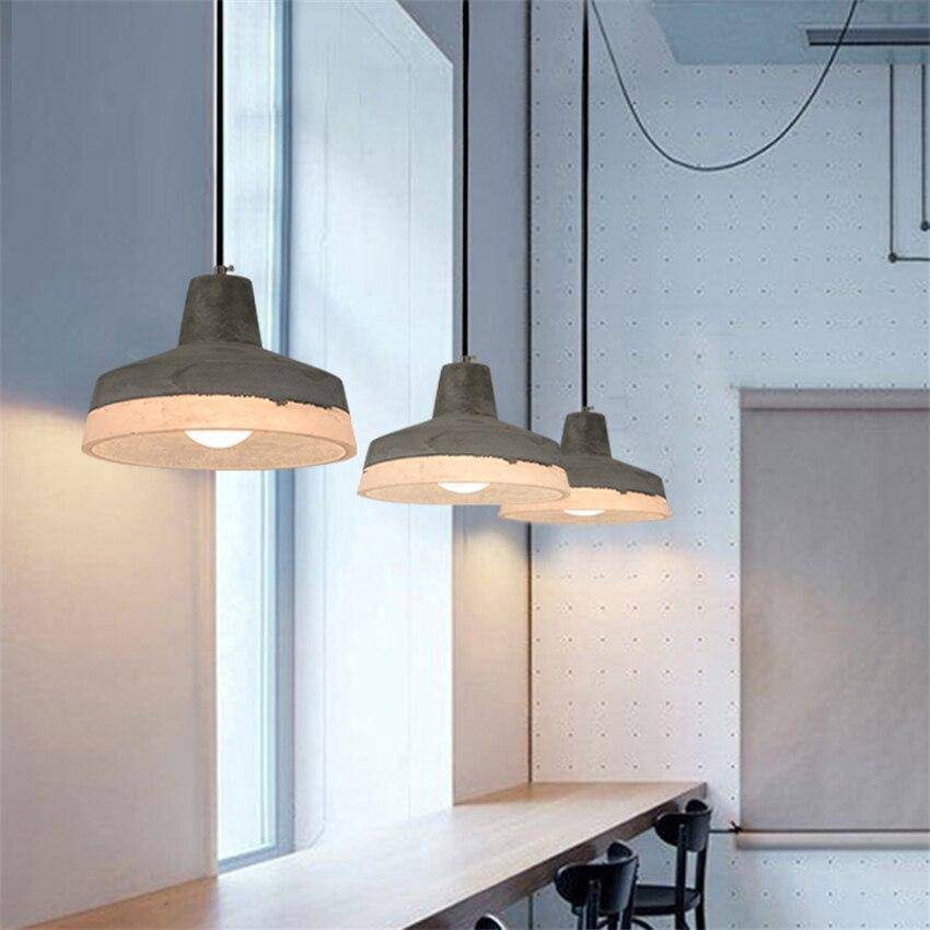Suspension design à LED en ciment gris avec abat-jour arrondi Loft - vue 2 sur 7