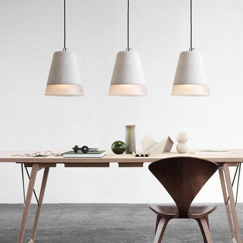 Suspension design à LED en ciment gris avec abat-jour arrondi Loft - vue 4 sur 7