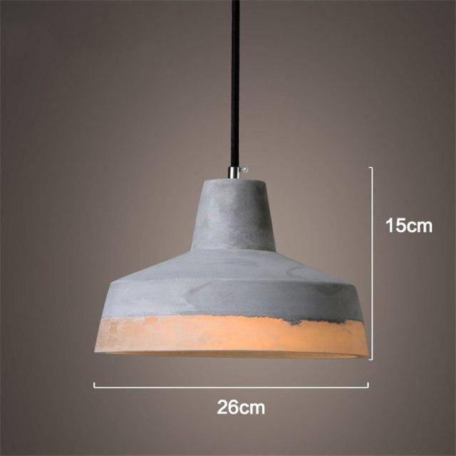 Suspension design à LED en ciment gris avec abat-jour arrondi Loft - vue 6 sur 7
