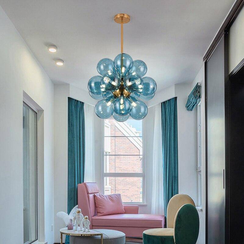 Suspension design à LED avec plusieurs ballons en verre coloré Hang
