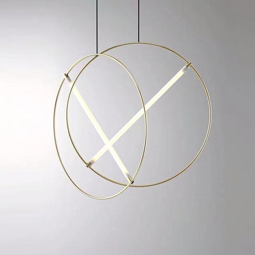 Suspension moderne LED anneau avec barre lumineuse Juncal