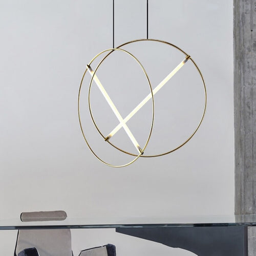Suspension moderne LED anneau avec barre lumineuse Juncal