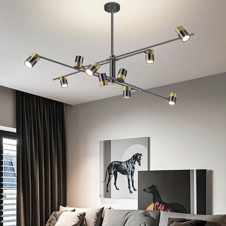 Lustre design LED avec barre en métal et spots rotatifs Caeli