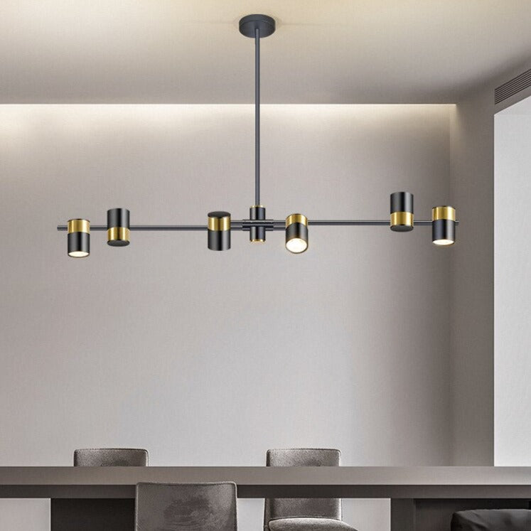 Lustre design LED avec barre en métal et spots rotatifs Caeli