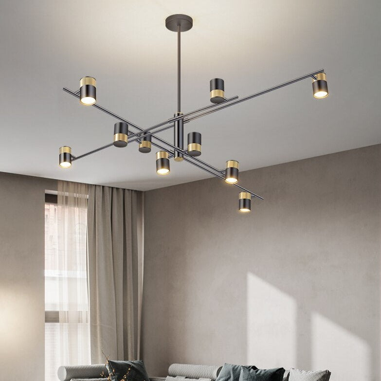 Lustre design LED avec barre en métal et spots rotatifs Caeli