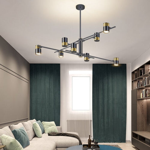 Lustre design LED avec barre en métal et spots rotatifs Caeli