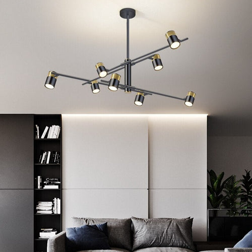 Lustre design LED avec barre en métal et spots rotatifs Caeli