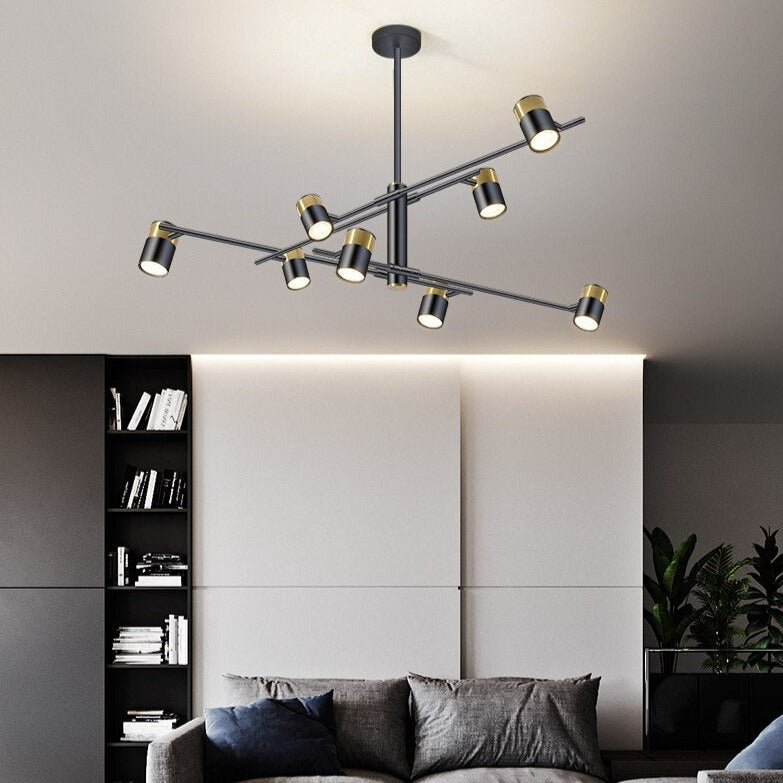 Lustre design LED avec barre en métal et spots rotatifs Caeli