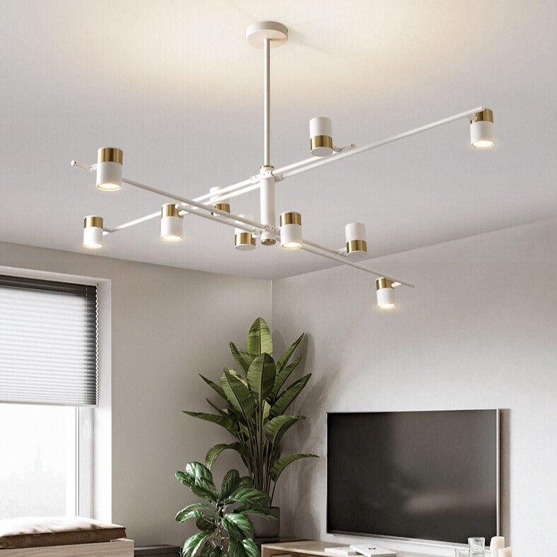 Lustre design LED avec barre en métal et spots rotatifs Caeli