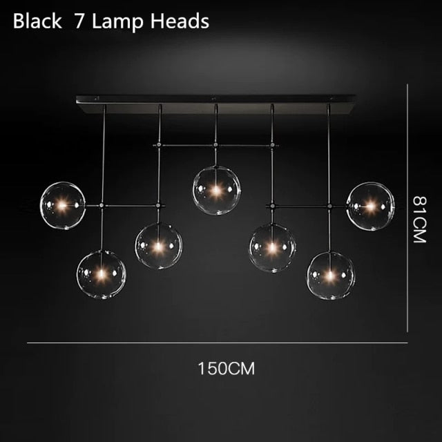 Lustre design LED base en métal doré et globes en verre Zuri - vue 10 sur 16