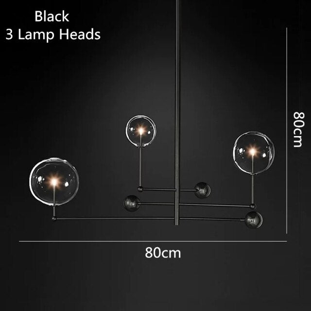 Lustre design LED base en métal doré et globes en verre Zuri - vue 15 sur 16