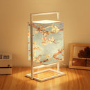 Lampe de bureau rétro en tissu et métal blanc Miot