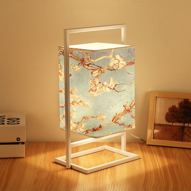Lampe de bureau rétro en tissu et métal blanc Miot - vue 6 sur 8