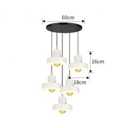 Lustre design LED avec abat-jour en marbre blanc Luxia