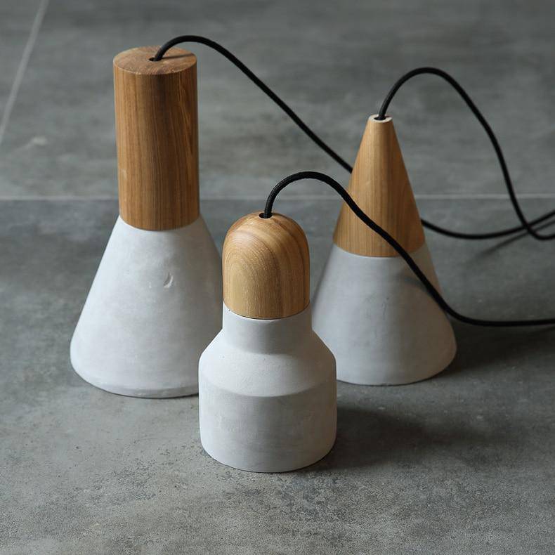 Suspension design en bois et ciment de plusieurs formes Studio - vue 2 sur 8