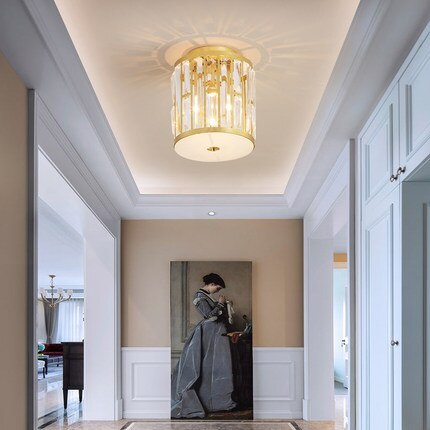 Plafonnier moderne luxury doré en cristal Pylonna - vue 3 sur 8