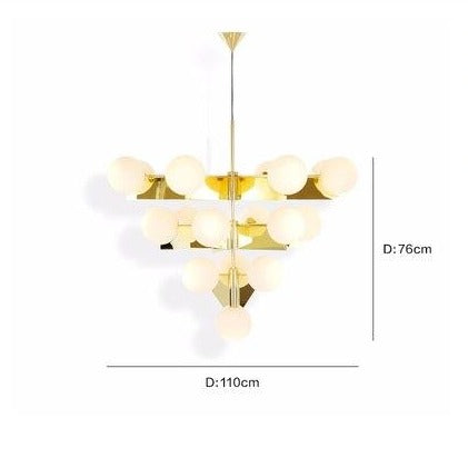 Lustre moderne pyramidale doré avec globes en verre luxury Ariana - vue 7 sur 9