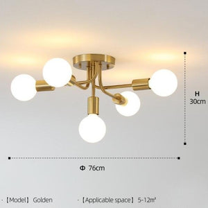Industrial knotted metal ceiling light with 5 bulbs nido