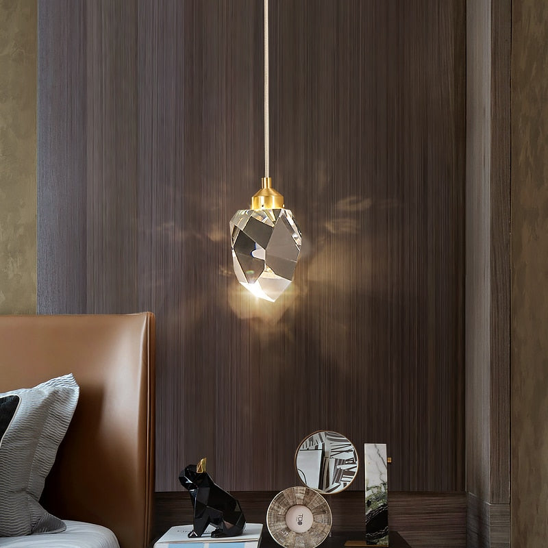 Suspension simple moderne LED en cristal Tyana - vue 3 sur 5