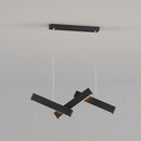 Lustre design LED en forme de Z métallique et noir Yeray
