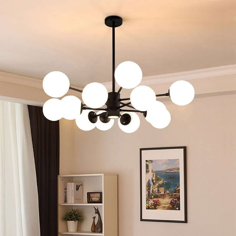 Lustre à bras et boules de verre Modern - vue 5 sur 10