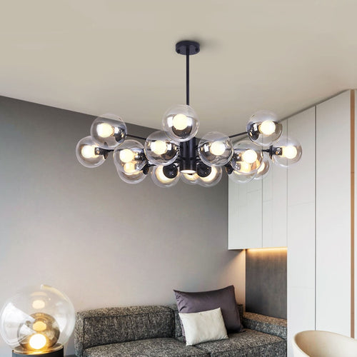 Lustre à bras et boules de verre Modern - vue 2 sur 10