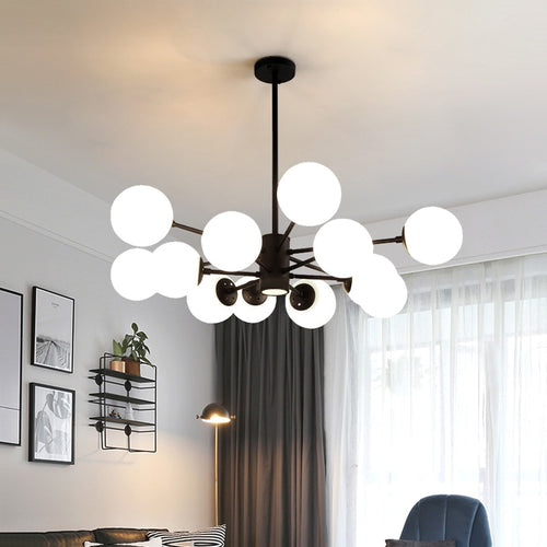 Lustre à bras et boules de verre Modern - vue 6 sur 10