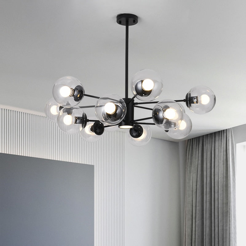 Lustre à bras et boules de verre Modern - vue 4 sur 10