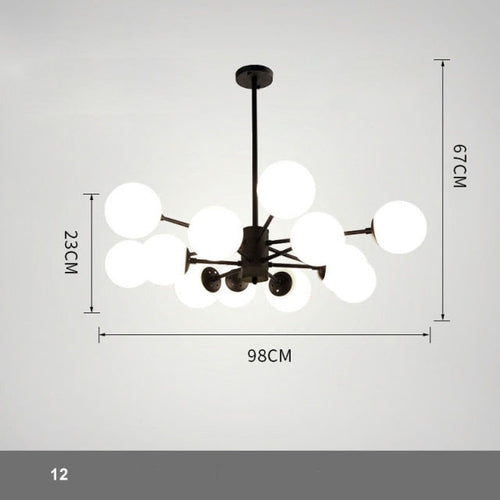 Lustre à bras et boules de verre Modern - vue 9 sur 10