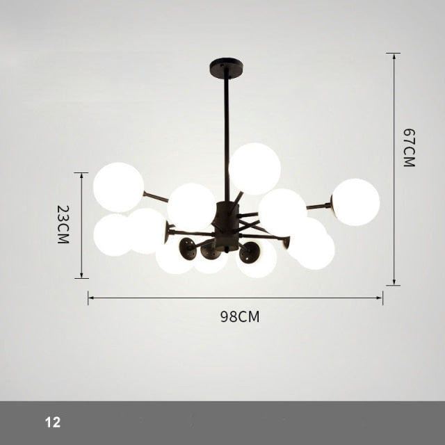 Lustre à bras et boules de verre Modern - vue 9 sur 10