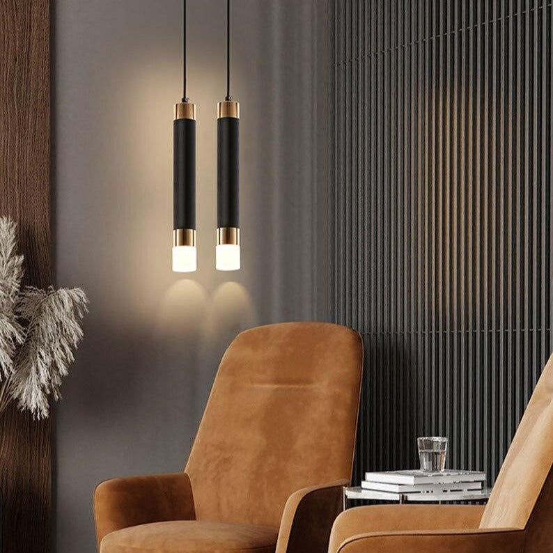Suspension design LED cylindrique en métal et en verre Luisa - vue 7 sur 13