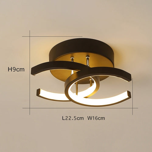 Plafonnier moderne LED avec 2 C croisées en métal Donatelo