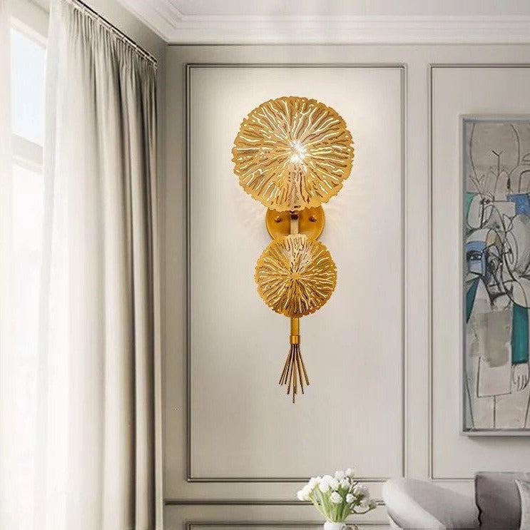 Applique murale moderne LED avec 2 fleurs dorées Dorina - vue 5 sur 7