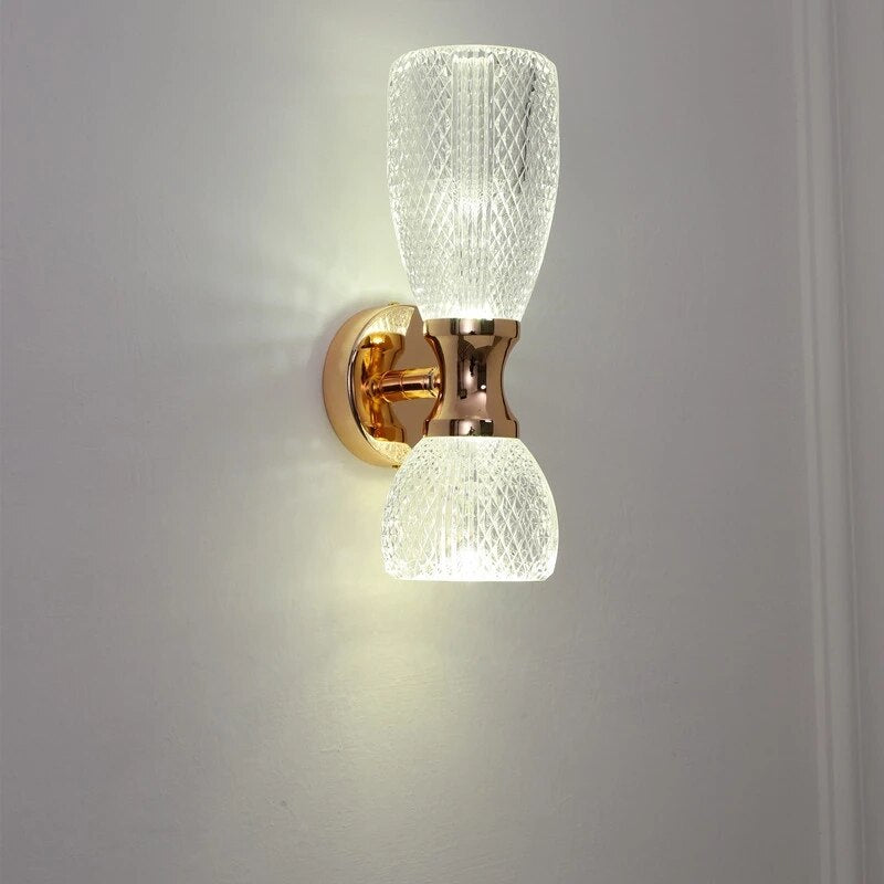 Applique murale moderne LED en verre et détails dorés Ursa - vue 2 sur 17