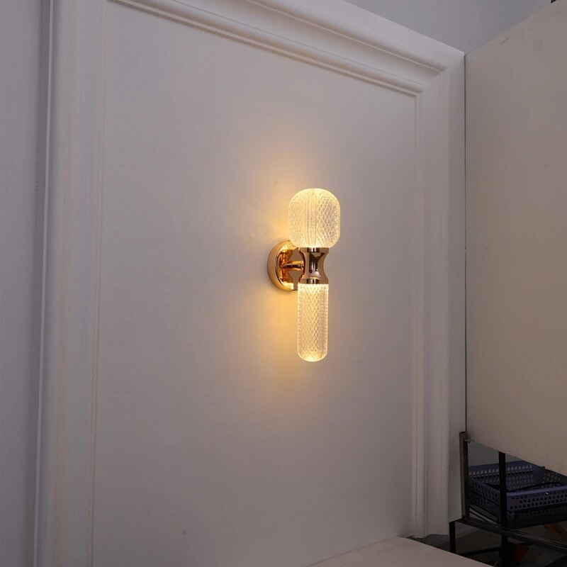 Applique murale moderne LED en verre et détails dorés Ursa - vue 8 sur 17