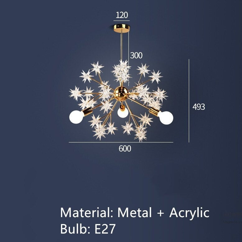 Lustre moderne métallique avec des étoiles étincelantes Tanit
