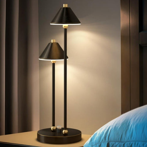 Lampe à poser moderne LED avec double bras et abat-jour Irma