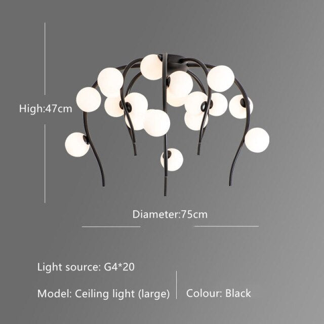 Lustre moderne en forme d'octopus avec globes Nayla - vue 11 sur 15