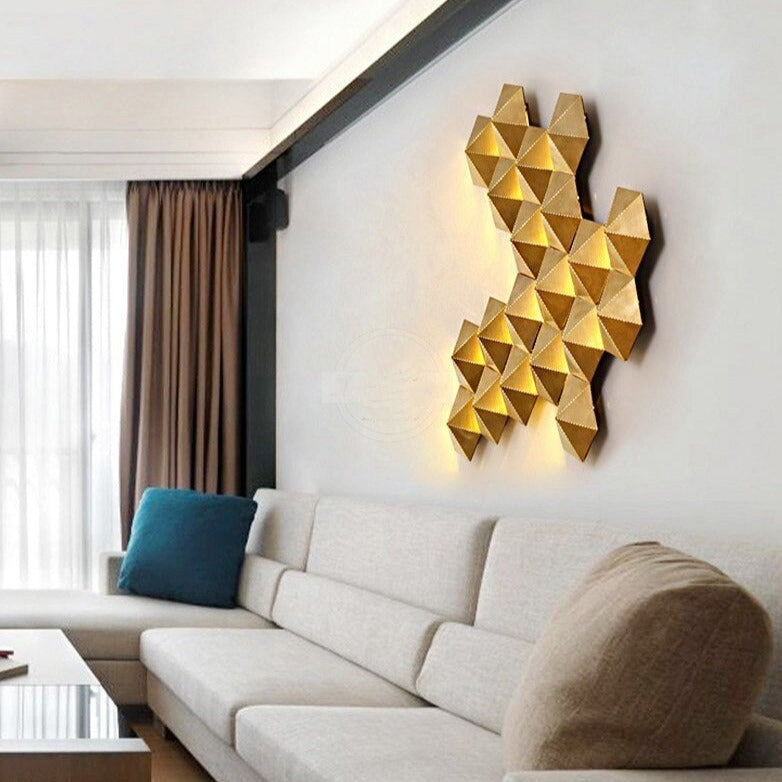 Applique murale moderne LED en forme de ruche dorée Zaida - vue 5 sur 7