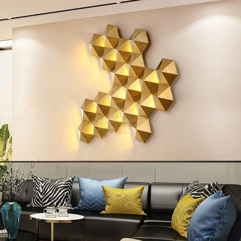Applique murale moderne LED en forme de ruche dorée Zaida - vue 6 sur 7