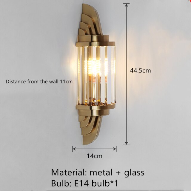 Applique murale moderne LED en verre et métal doré Raizel