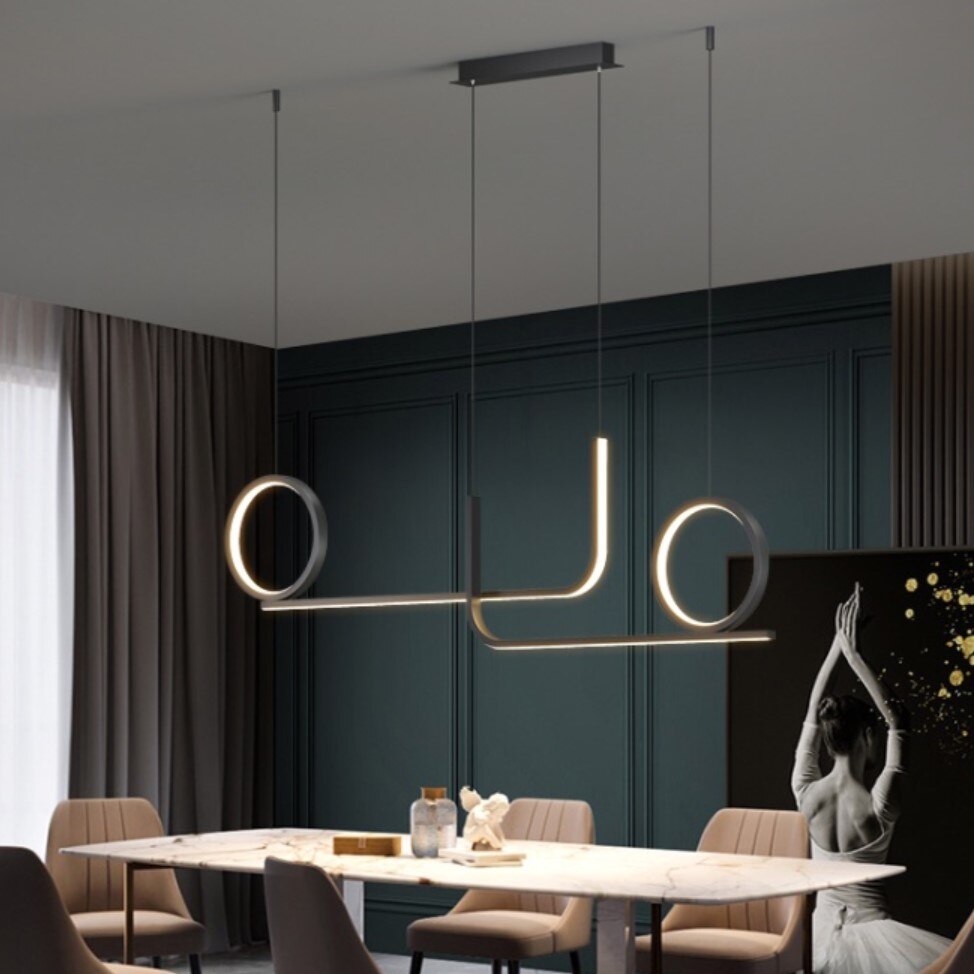 Lustre design LED style parcours en métal Lais - vue 3 sur 7